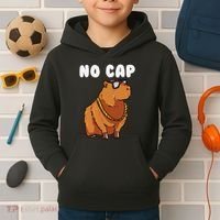 No Cap Funny Capybara Ok I Pull Up Dank Meme Kids Hoodie thumb 2