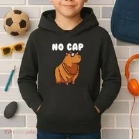 No Cap Funny Capybara Ok I Pull Up Dank Meme Kids Hoodie thumb 2