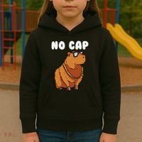 No Cap Funny Capybara Ok I Pull Up Dank Meme Kids Hoodie thumb 3
