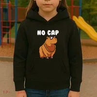 No Cap Funny Capybara Ok I Pull Up Dank Meme Kids Hoodie thumb 3