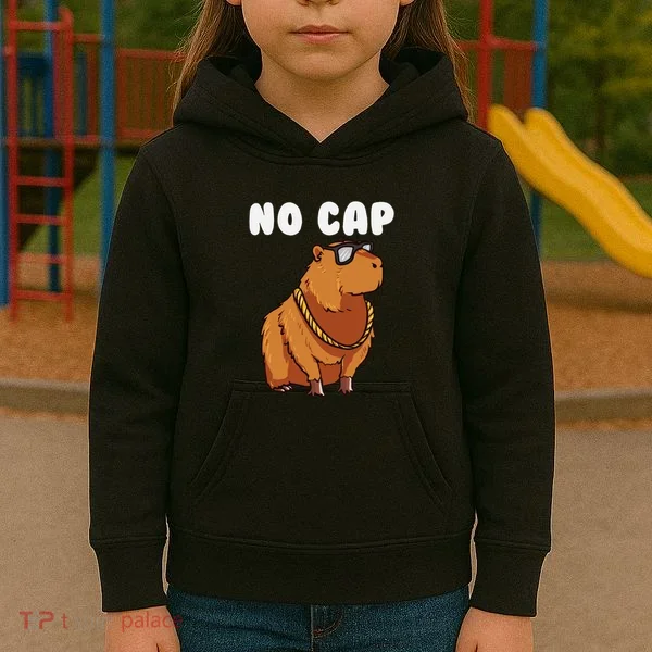 No Cap Funny Capybara Ok I Pull Up Dank Meme Kids Hoodie