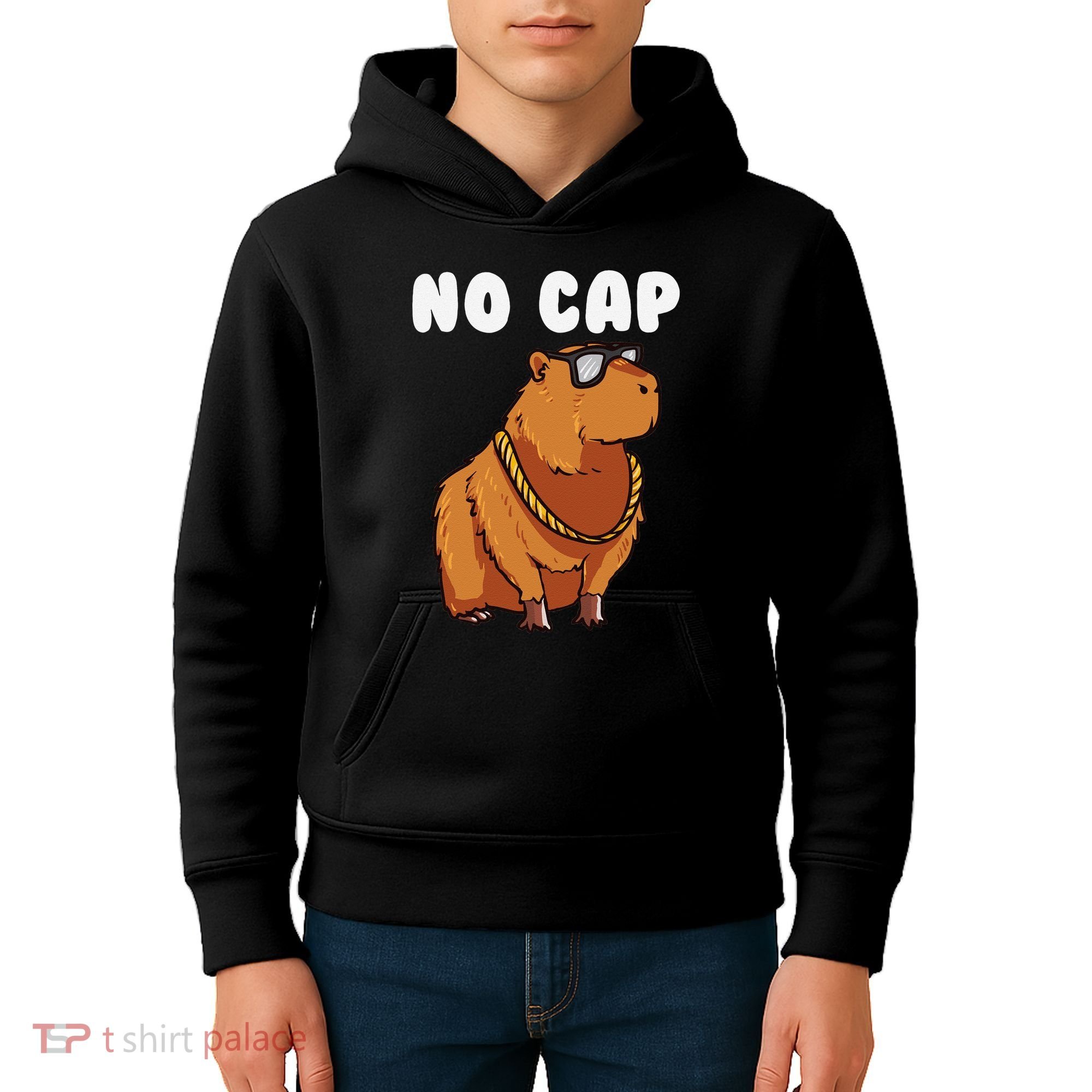 No Cap Funny Capybara Ok I Pull Up Dank Meme Kids Hoodie