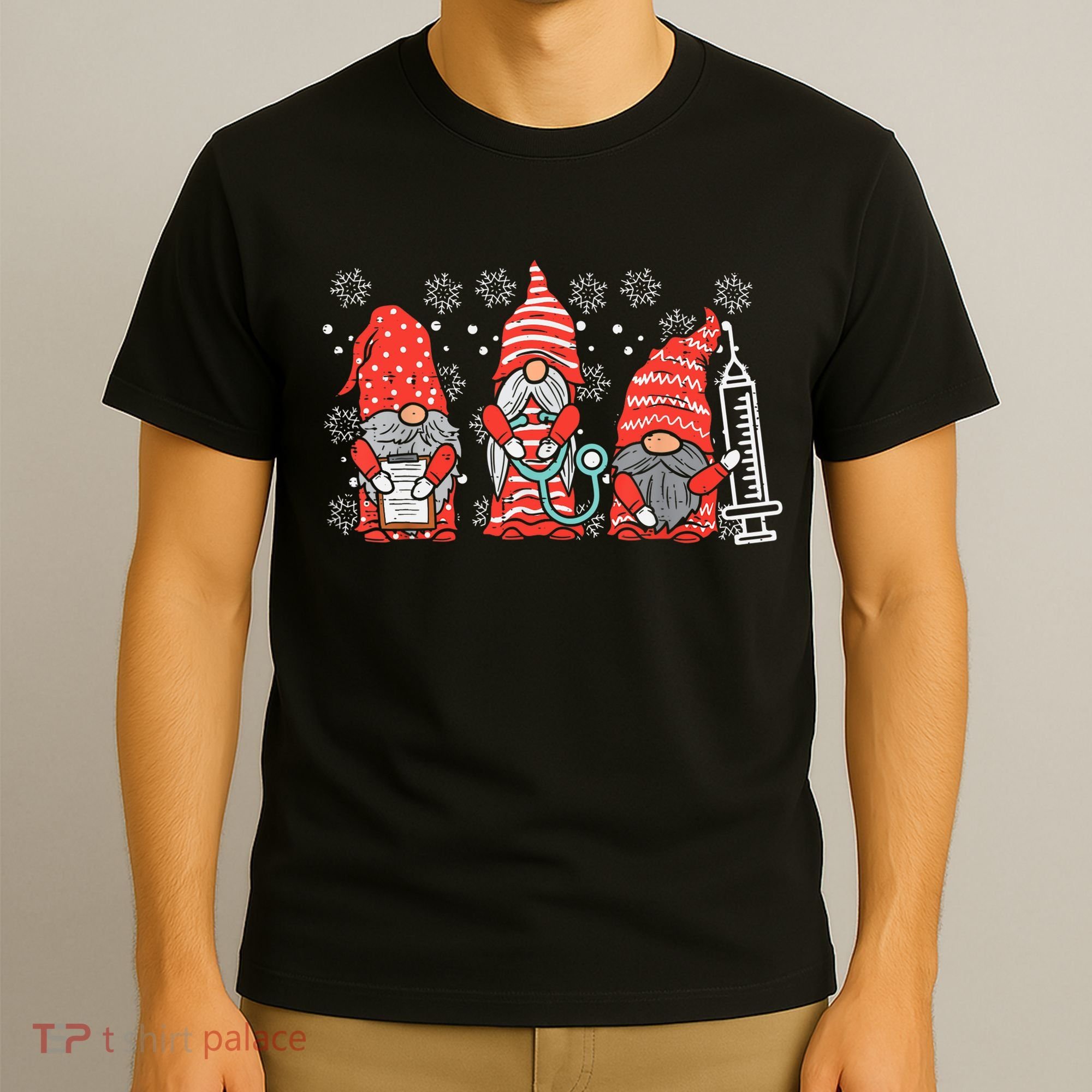 Nurse Christmas Gnomes Cute Nurses Xmas Pajamas PJs Women TShirt T-Shirt