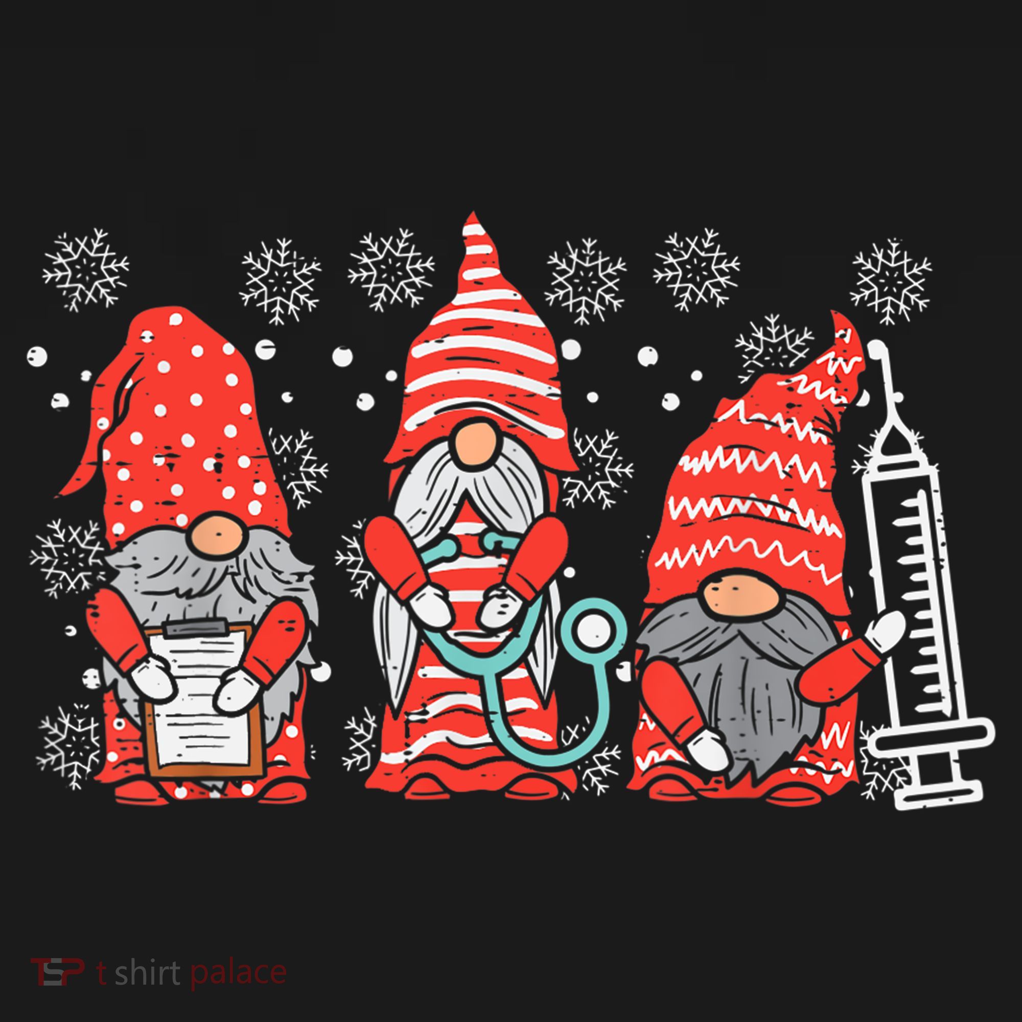 Nurse Christmas Gnomes Cute Nurses Xmas Pajamas PJs Women TShirt T-Shirt