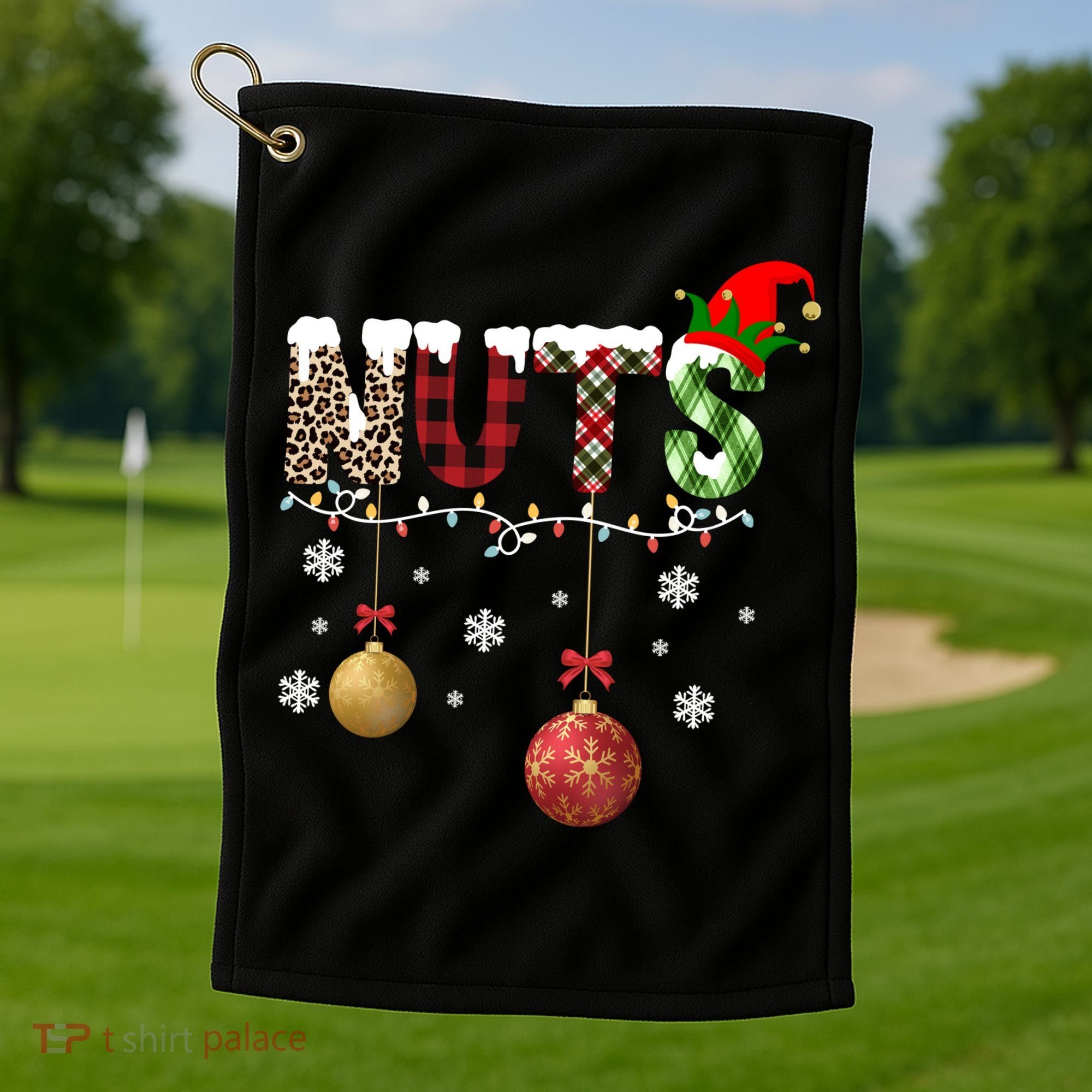 Nuts Christmas Holiday Festive Elf Golf Towel