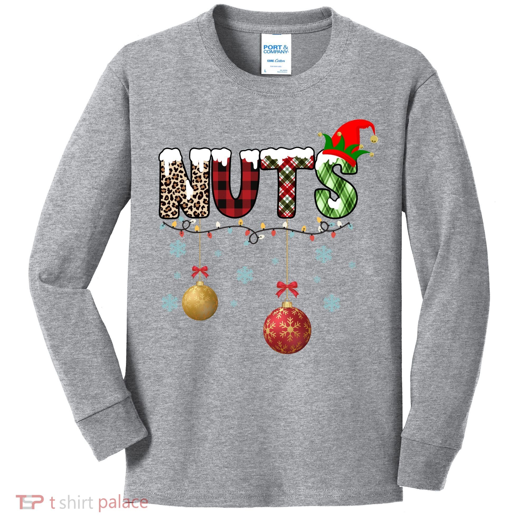 Nuts Christmas Holiday Festive Elf Kids Long Sleeve Shirt
