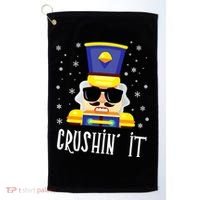 Nutcracker Crushin_ It Funny Christmas Nutcracker Xmas Golf Towel thumb 0