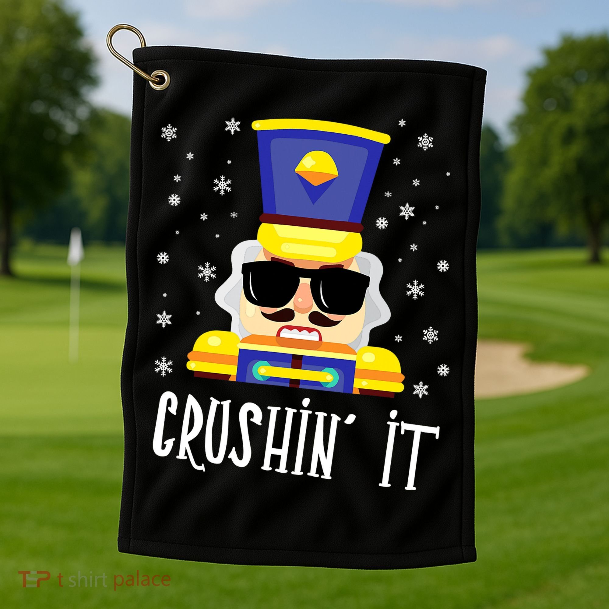 Nutcracker Crushin_ It Funny Christmas Nutcracker Xmas Golf Towel