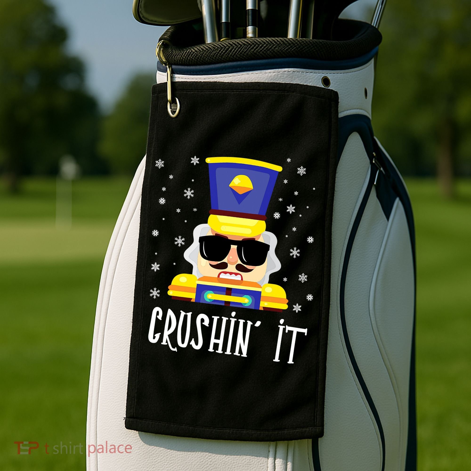 Nutcracker Crushin_ It Funny Christmas Nutcracker Xmas Golf Towel