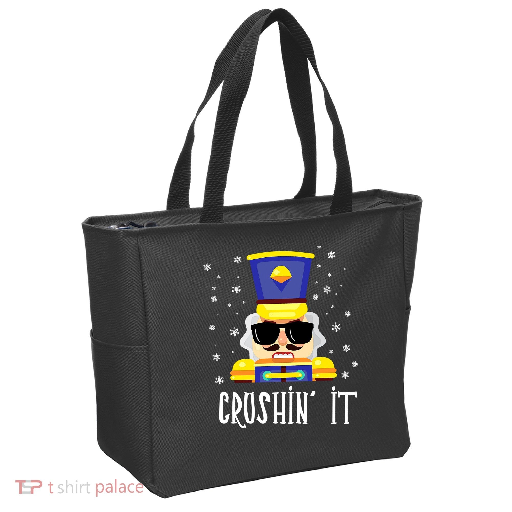 Nutcracker Crushin_ It Funny Christmas Nutcracker Xmas Tote Bag