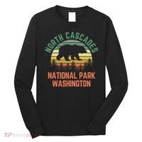 North Cascades National Park Washington Bear Hiking Retro Long Sleeve Shirt thumb 0