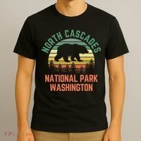 North Cascades National Park Washington Bear Hiking Retro T-Shirt thumb 3