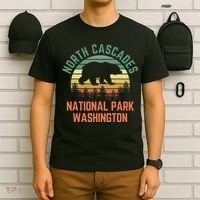 North Cascades National Park Washington Bear Hiking Retro T-Shirt thumb 6