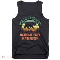 North Cascades National Park Washington Bear Hiking Retro Tank Top thumb 0