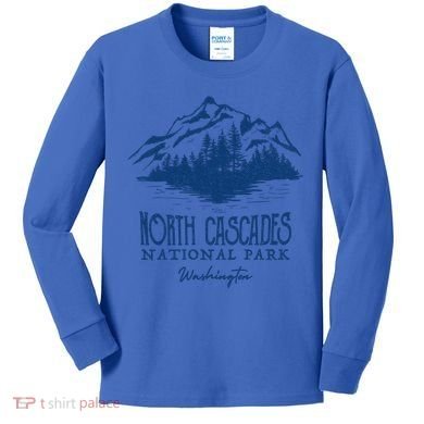 North Cascades National Park Mountain Design Gift Kids Long Sleeve Shirt