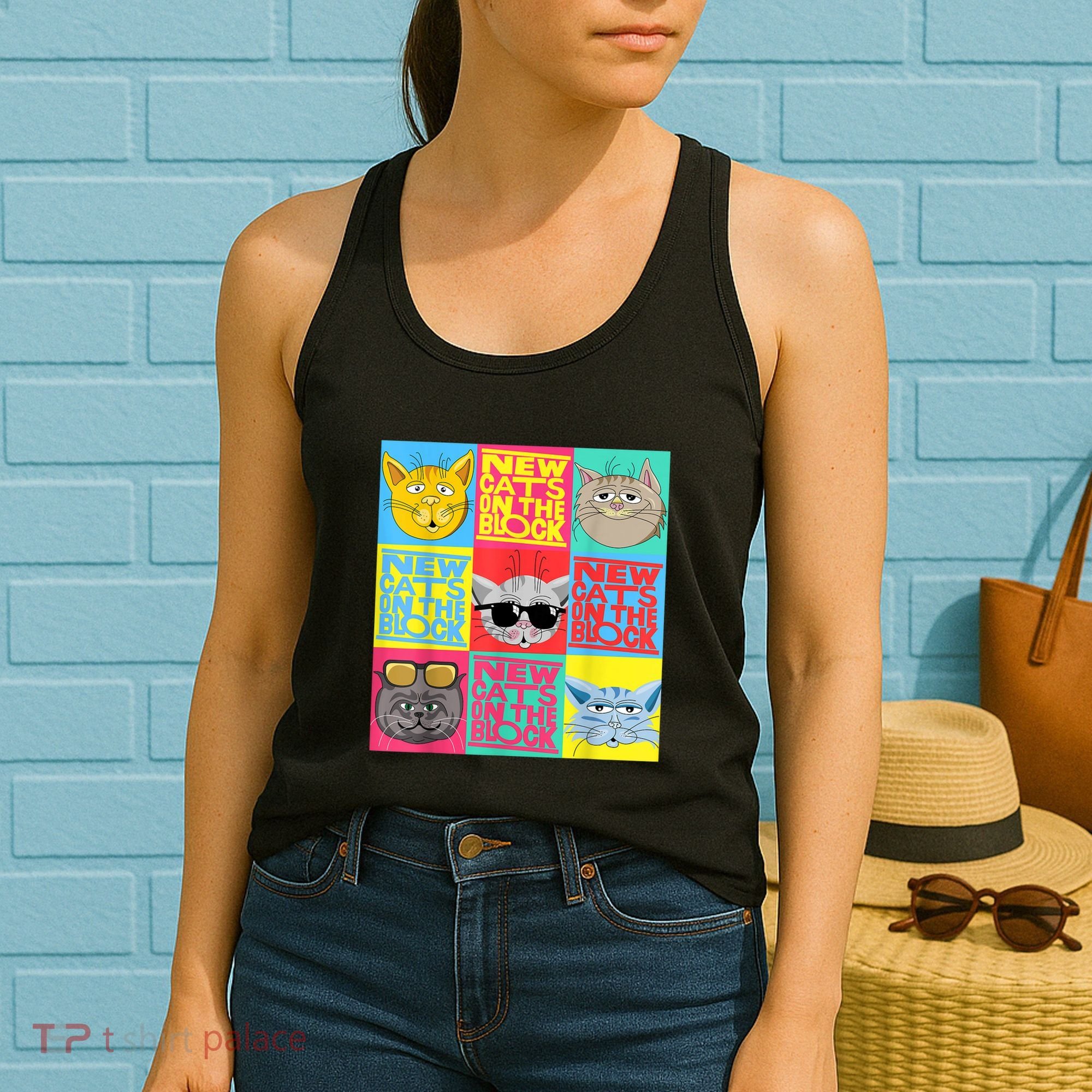 New Cats On He Block Funny Pop Culture Cat Hemed Party Women's Tank Top