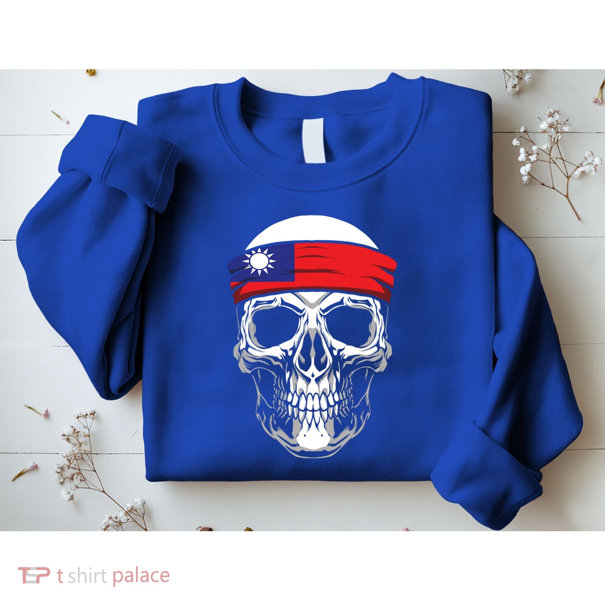 Nationality Country Origin Meaningful Gift Skull Flag Taiwan Funny Gift Sweatshirt