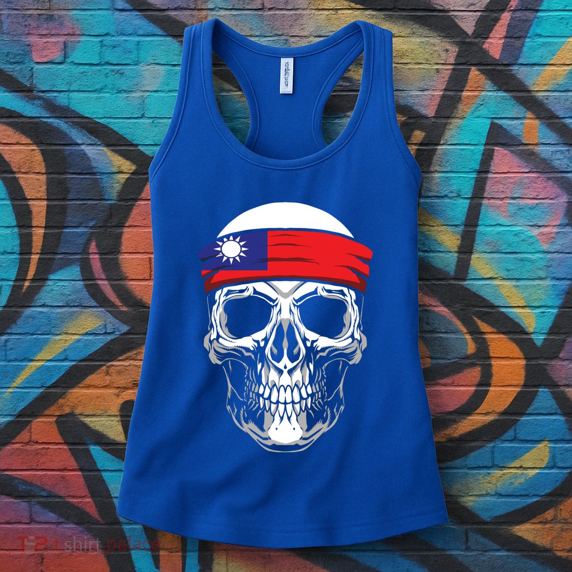 Nationality Country Origin Meaningful Gift Skull Flag Taiwan Funny Gift Women's Tank Top
