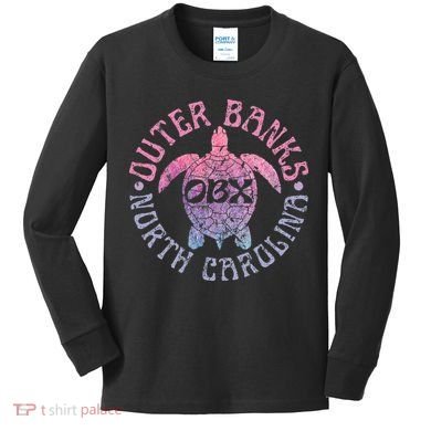 North Carolina Obx Sea Turtle Beach Kids Long Sleeve Shirt
