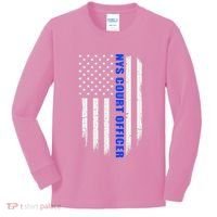 Nys Court Officer Thin Blue Line Flag Kids Long Sleeve Shirt thumb 0