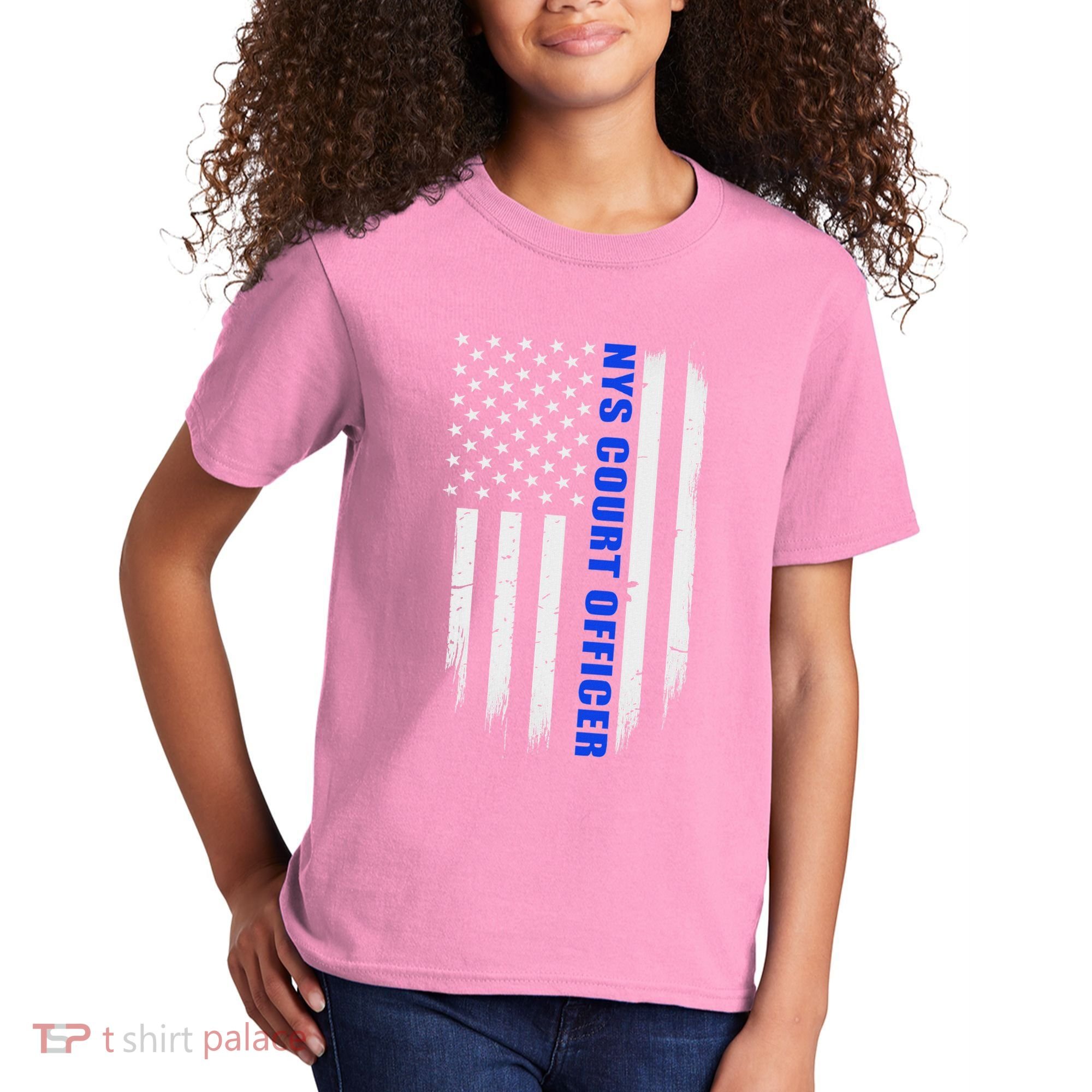 Nys Court Officer Thin Blue Line Flag Kids T-Shirt