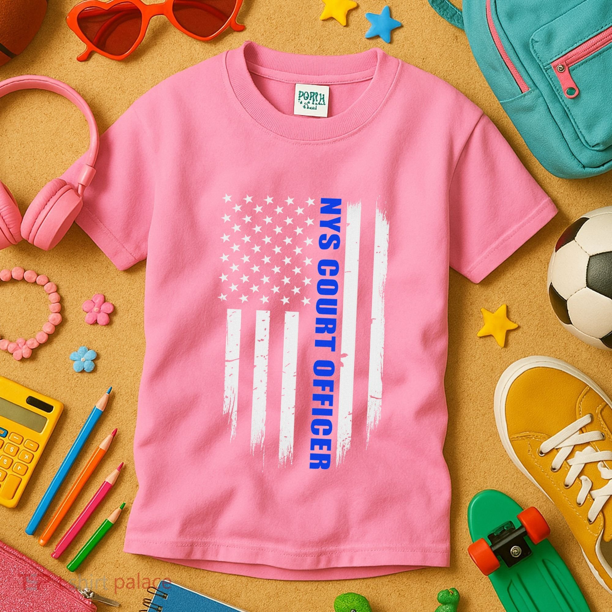 Nys Court Officer Thin Blue Line Flag Kids T-Shirt