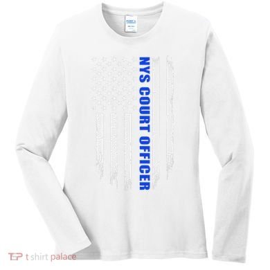 Nys Court Officer Thin Blue Line Flag Women's Long Sleeve Shirt