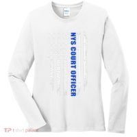 Nys Court Officer Thin Blue Line Flag Women's Long Sleeve Shirt thumb 0