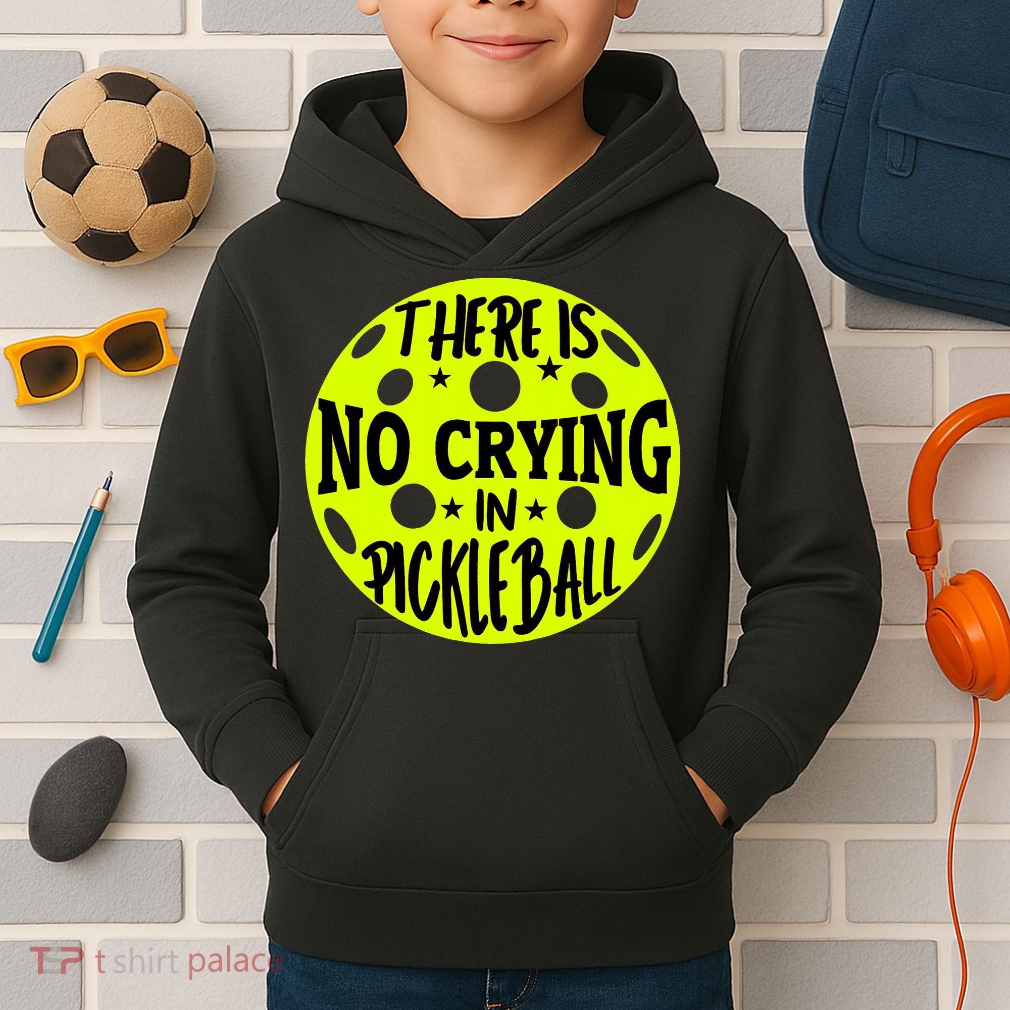 No Crying Pickleball Player Paddleball Lover Dink Funny Kids Hoodie