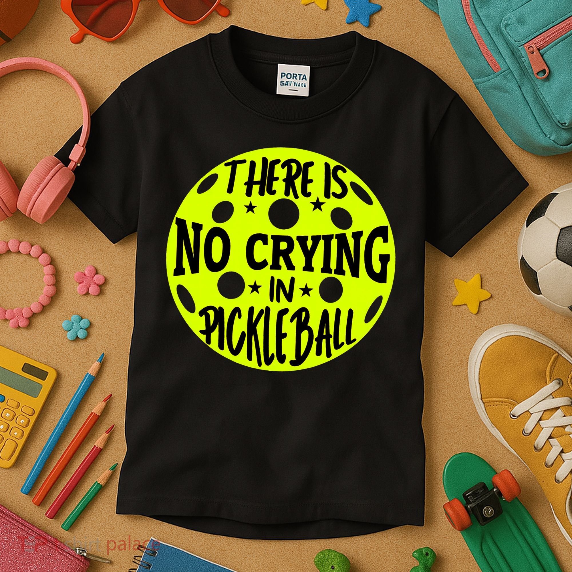No Crying Pickleball Player Paddleball Lover Dink Funny Kids T-Shirt