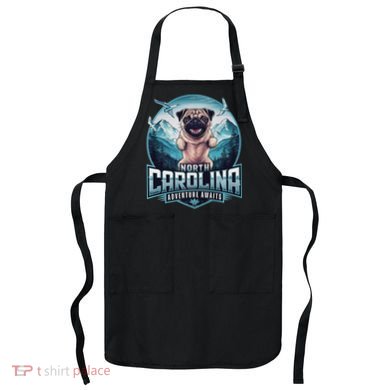 North Carolina Pug Dog Funny Mountain Hiking Outdoor Design Apron