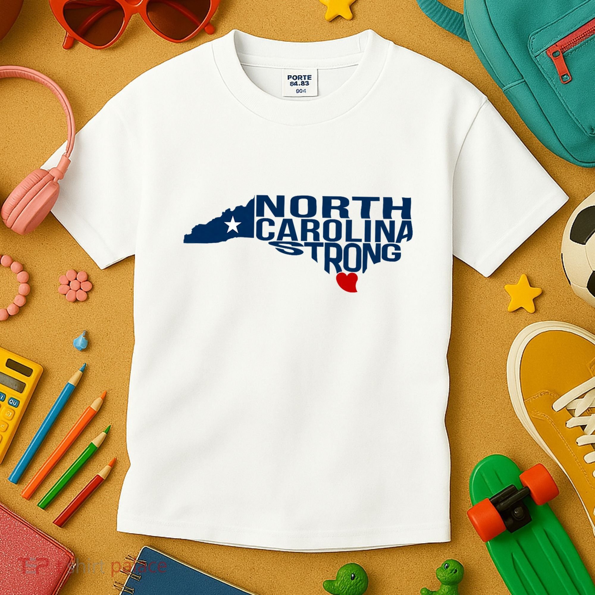 North Carolina Strong With Nc State And Love North Carolina Kids T-Shirt