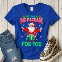 Naughty Christmas Santa Ive Got A Big Package For You Cool Gift Women's T-Shirt thumb 3