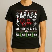 Nurse Christmas Stethoscope Rn Lpn Scrub Xmas Im Not Tachy T-Shirt thumb 3