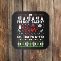 Nurse Christmas Stethoscope Rn Lpn Scrub Xmas Im Not Tachy Coaster thumb 0
