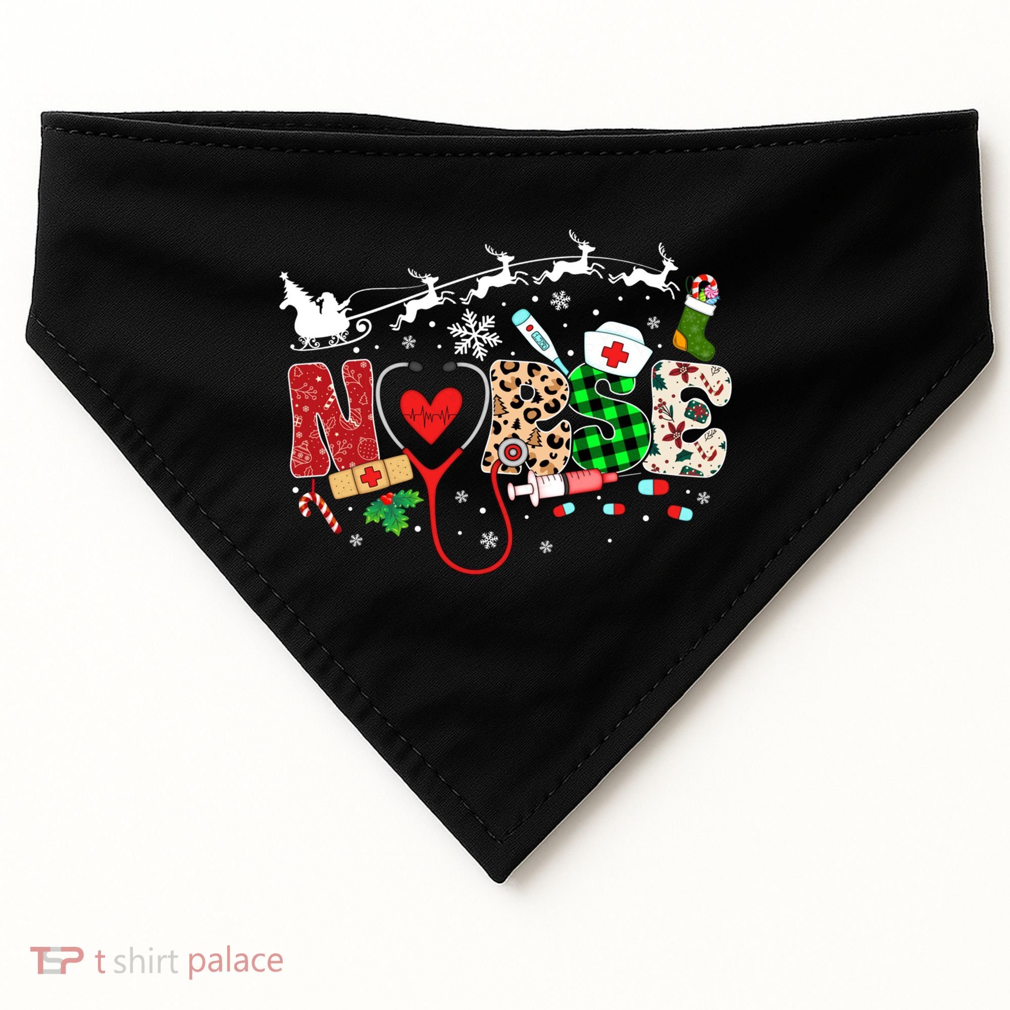 Nurse Christmas Stethoscope Nurses Pajamas Pjs Nursing Xmas Gift USA-Made Doggie Bandana
