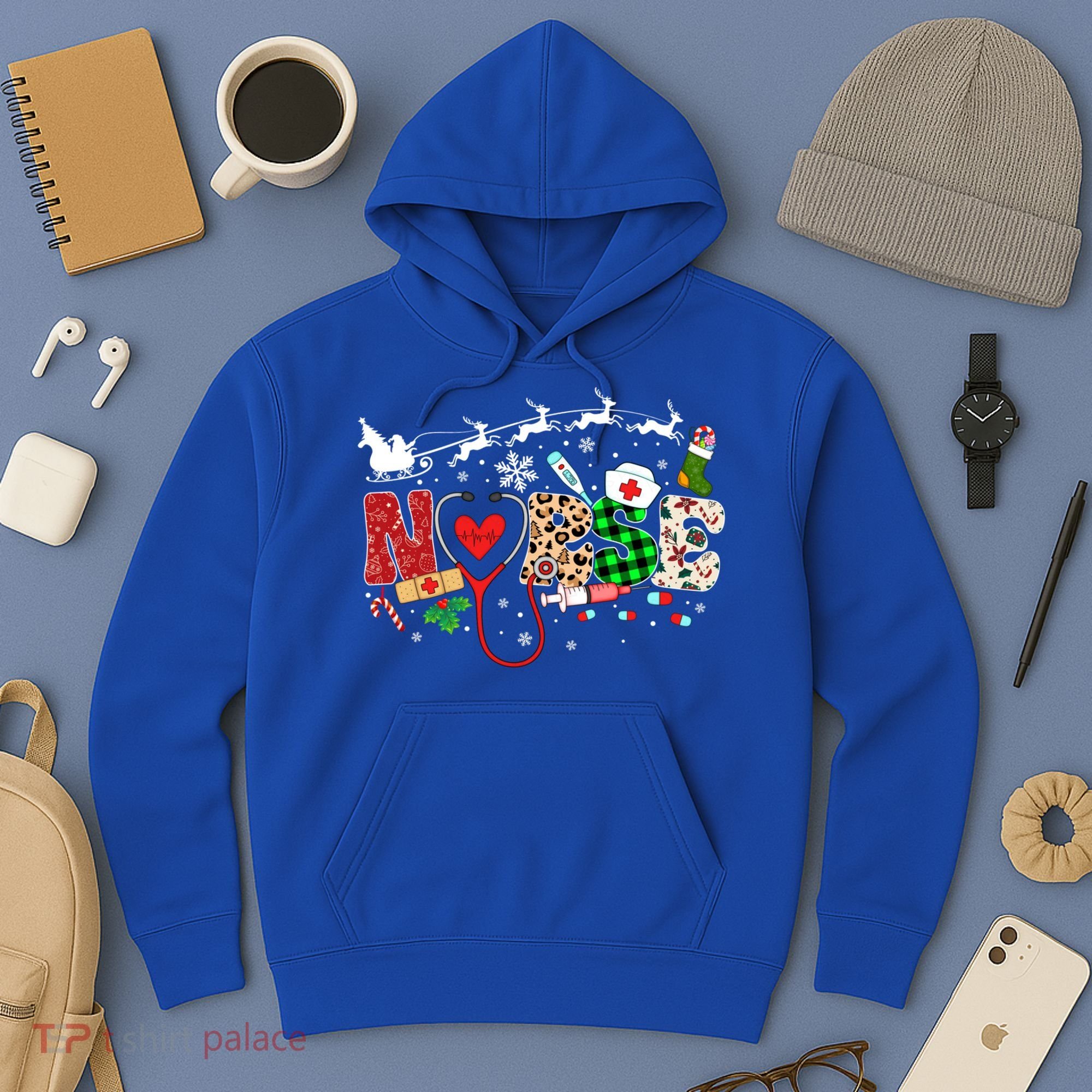 Nurse Christmas Stethoscope Nurses Pajamas Pjs Nursing Xmas Gift Hoodie