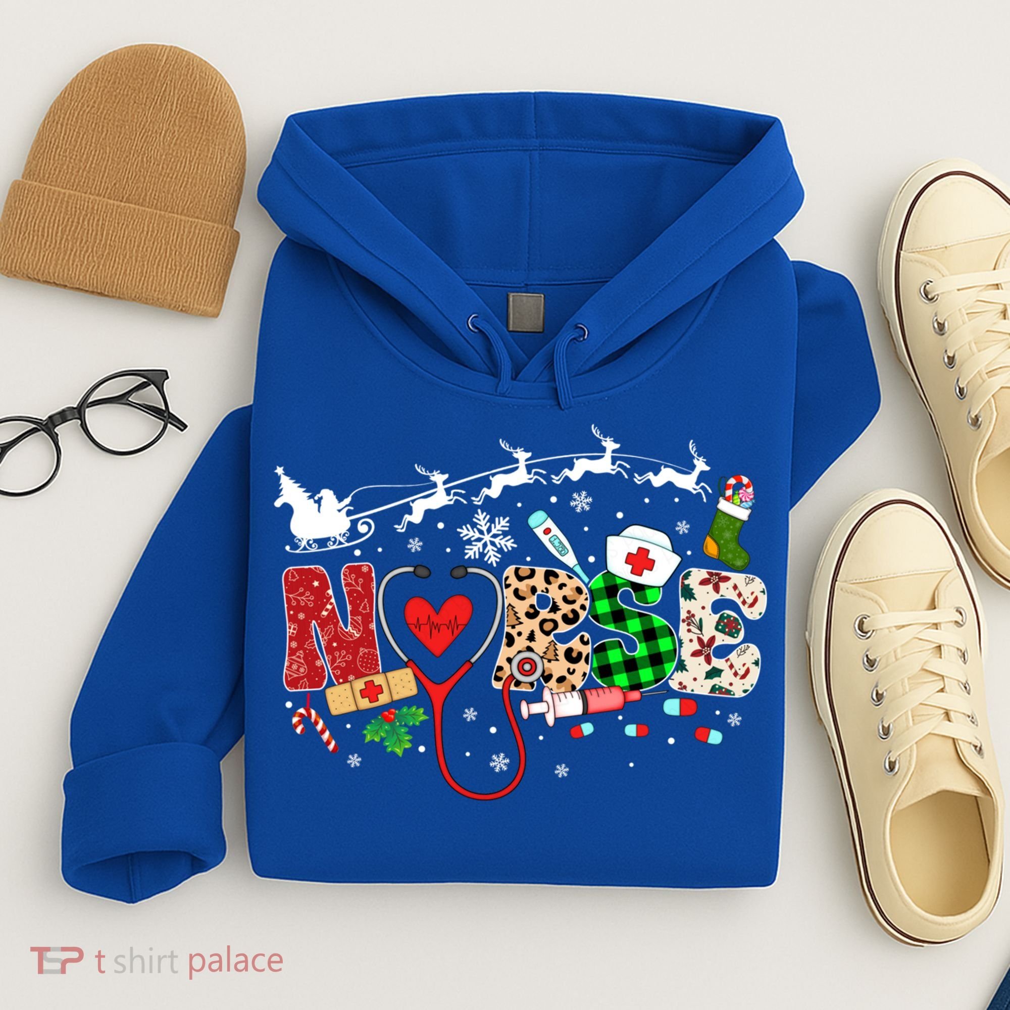 Nurse Christmas Stethoscope Nurses Pajamas Pjs Nursing Xmas Gift Hoodie