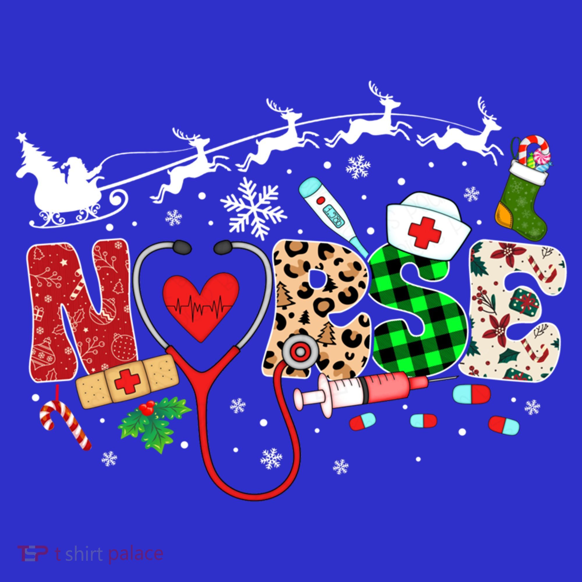 Nurse Christmas Stethoscope Nurses Pajamas Pjs Nursing Xmas Gift Long Sleeve Shirt