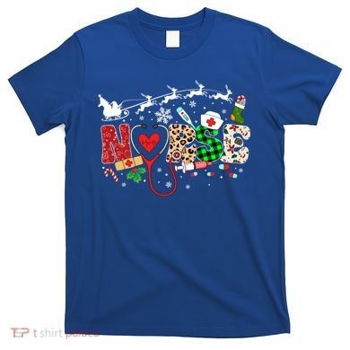 Nurse Christmas Stethoscope Nurses Pajamas Pjs Nursing Xmas Gift T-Shirt