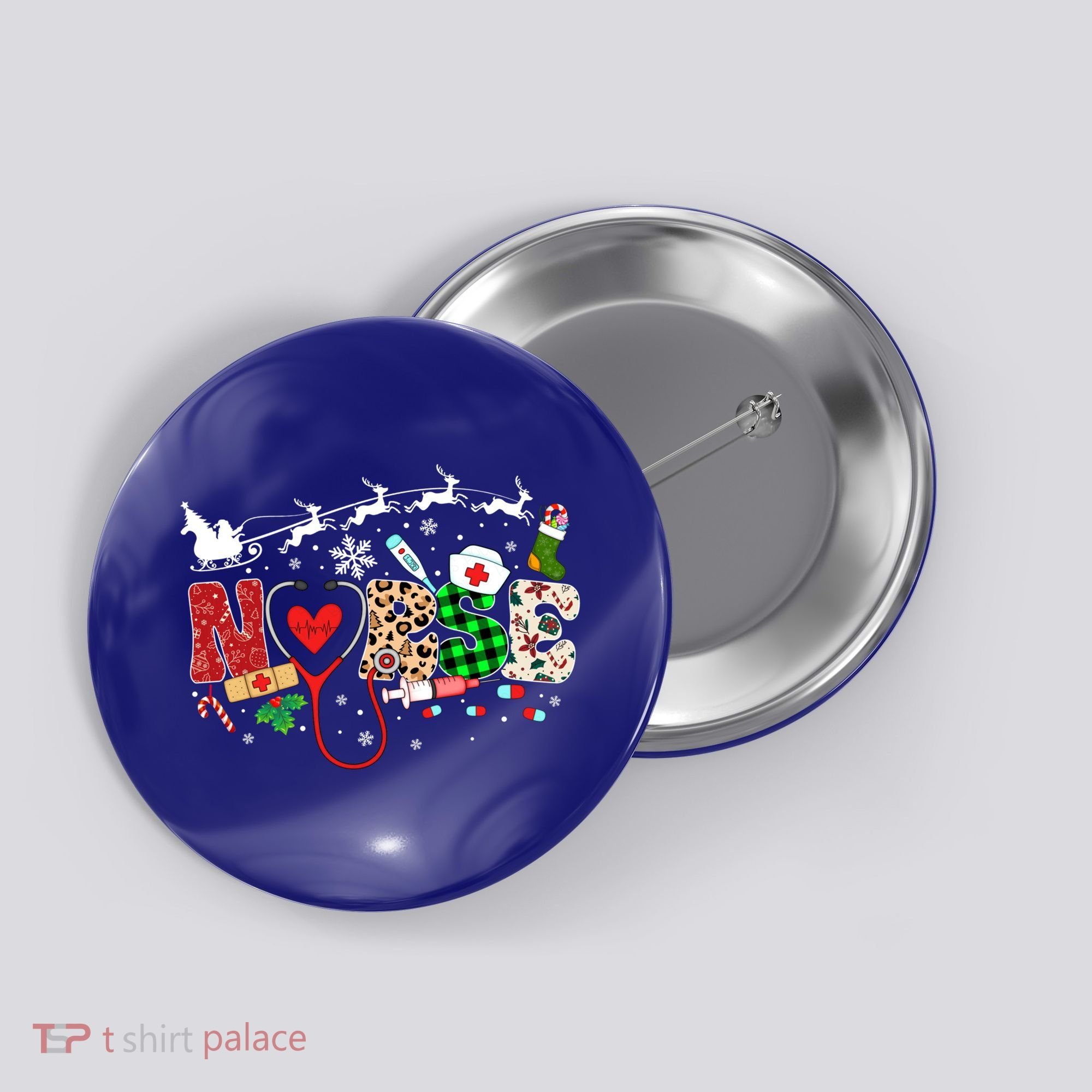 Nurse Christmas Stethoscope Nurses Pajamas Pjs Nursing Xmas Gift Button