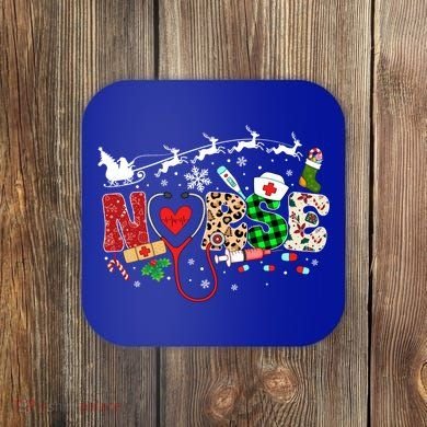 Nurse Christmas Stethoscope Nurses Pajamas Pjs Nursing Xmas Gift Coaster
