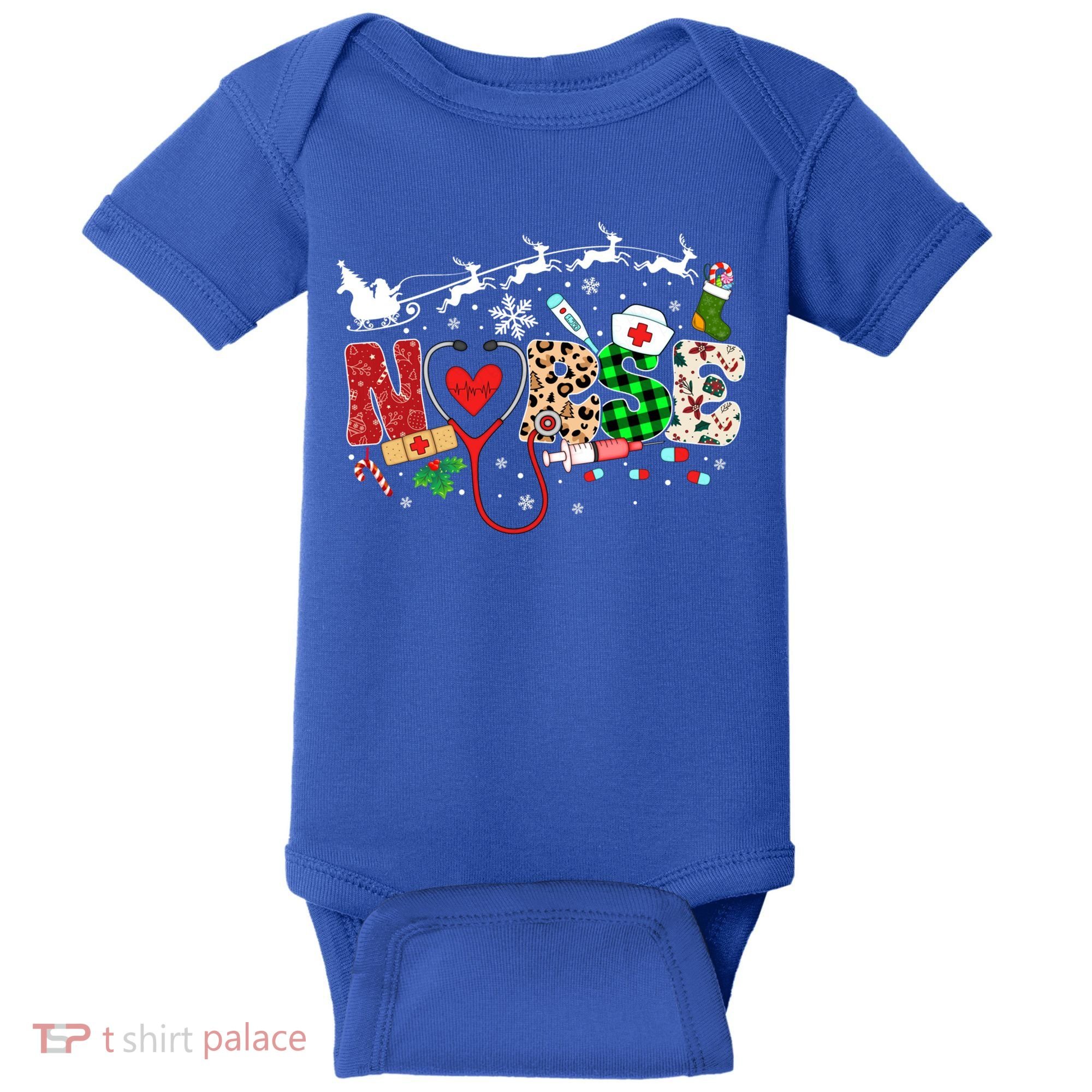 Nurse Christmas Stethoscope Nurses Pajamas Pjs Nursing Xmas Gift Baby Bodysuit