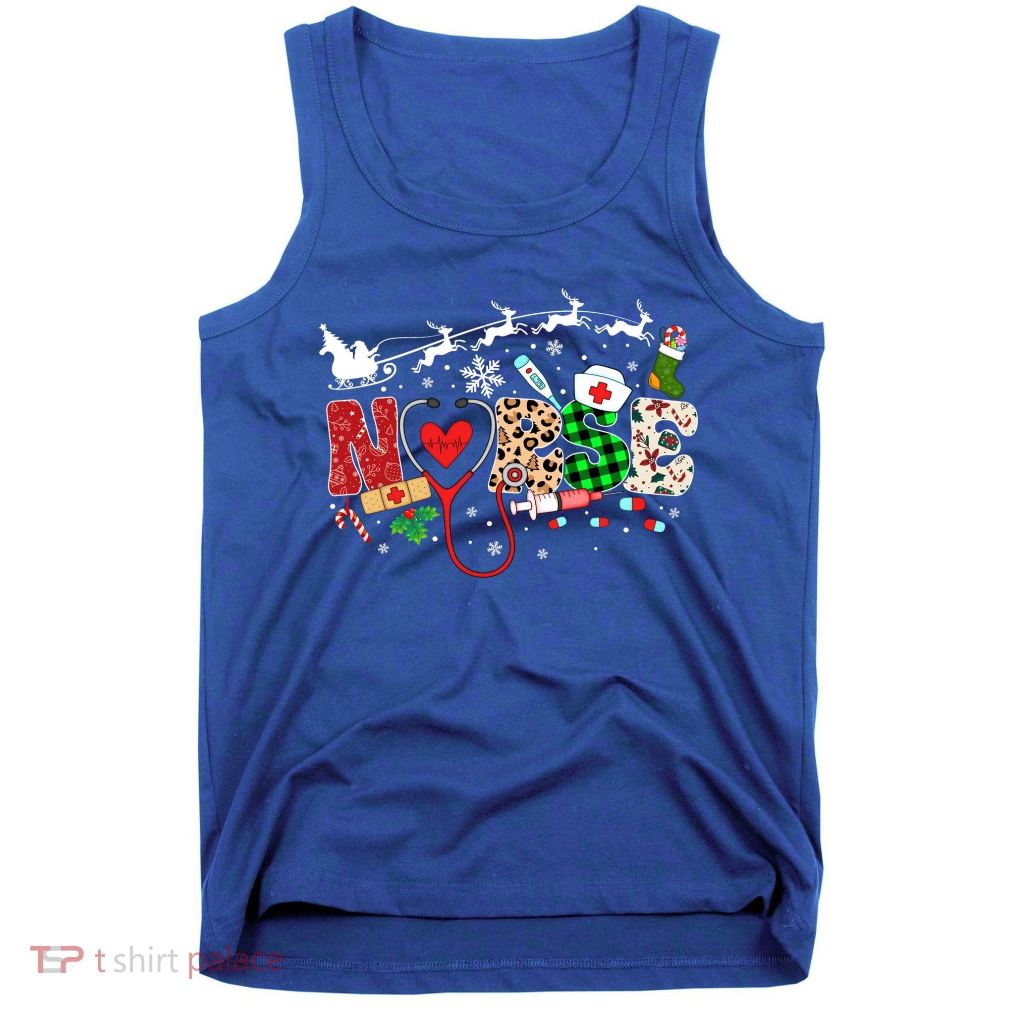 Nurse Christmas Stethoscope Nurses Pajamas Pjs Nursing Xmas Gift Tank Top