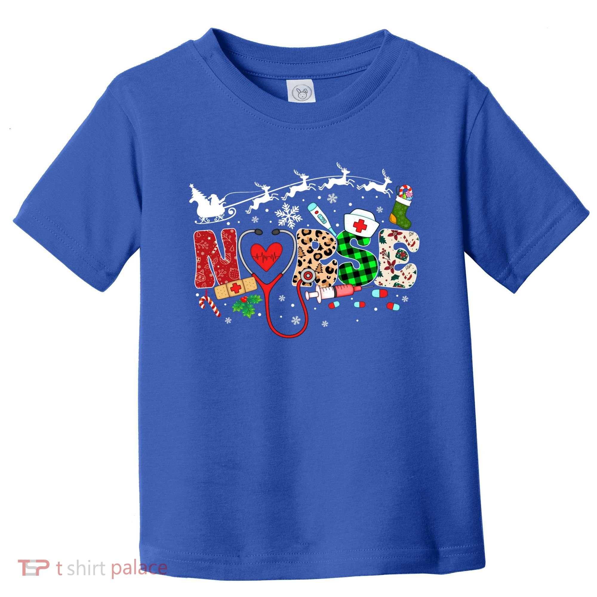Nurse Christmas Stethoscope Nurses Pajamas Pjs Nursing Xmas Gift Toddler T-Shirt