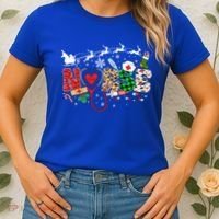 Nurse Christmas Stethoscope Nurses Pajamas Pjs Nursing Xmas Gift Women's T-Shirt thumb 2