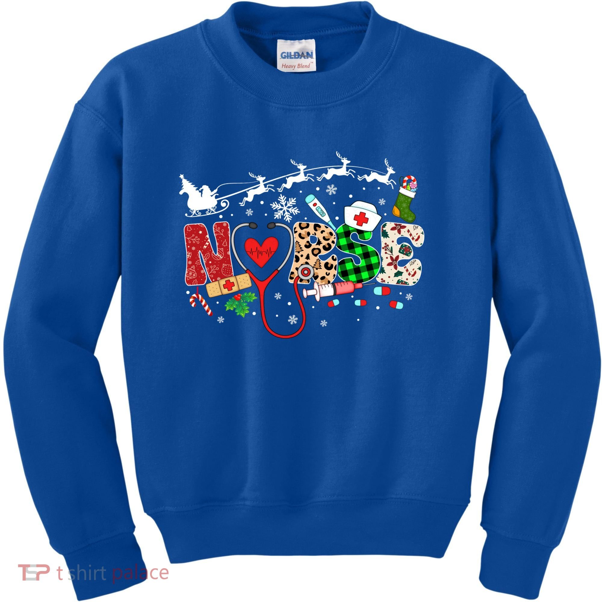 Nurse Christmas Stethoscope Nurses Pajamas Pjs Nursing Xmas Gift Kids Sweatshirt