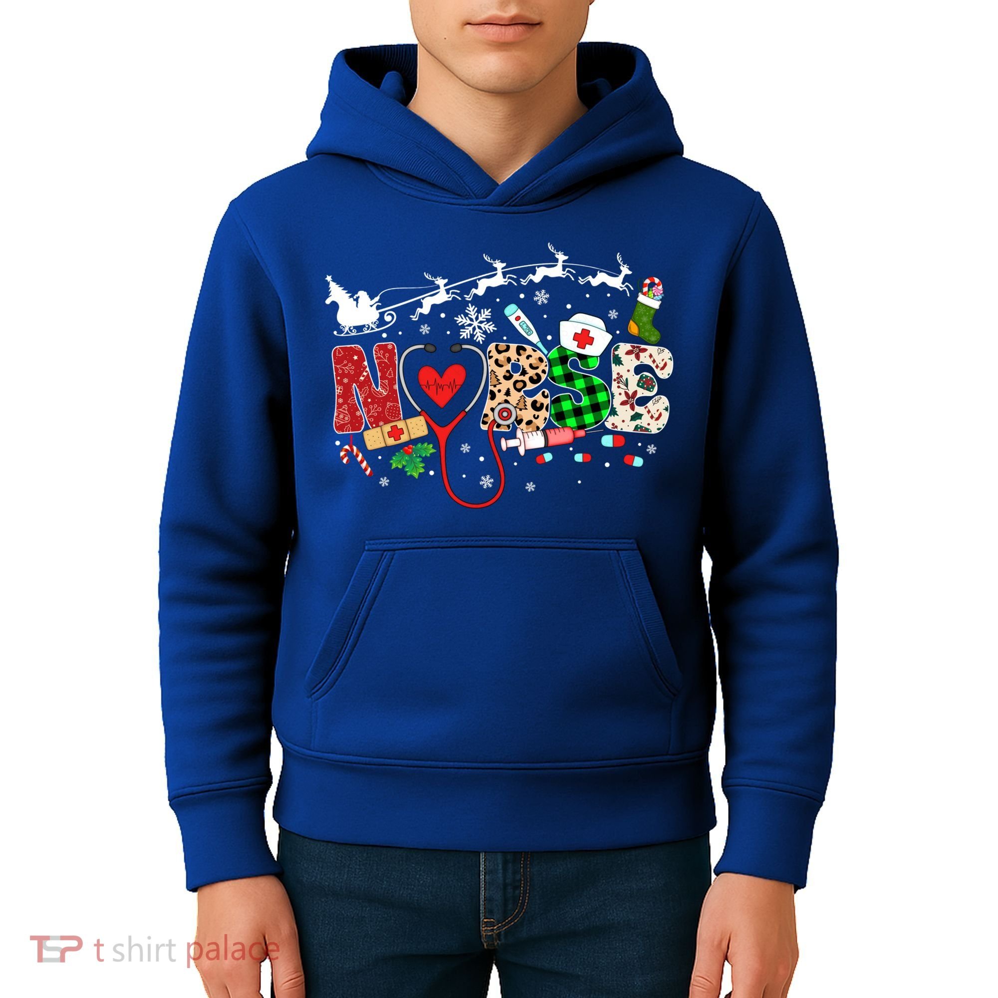 Nurse Christmas Stethoscope Nurses Pajamas Pjs Nursing Xmas Gift Kids Hoodie