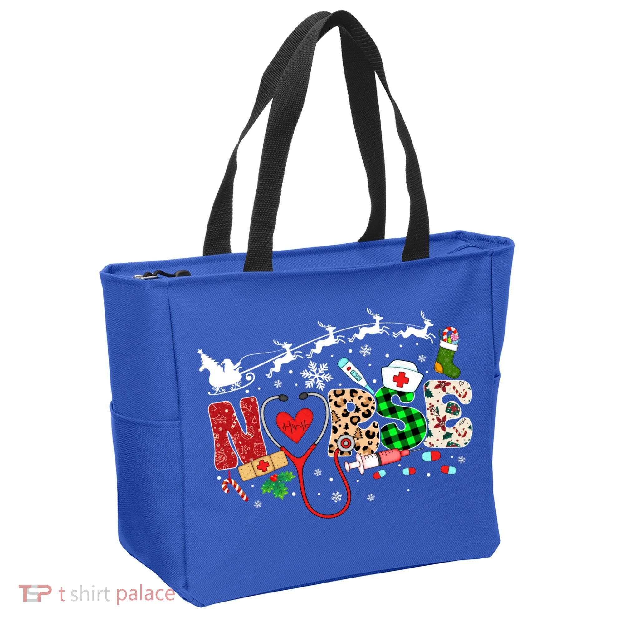 Nurse Christmas Stethoscope Nurses Pajamas Pjs Nursing Xmas Gift Tote Bag