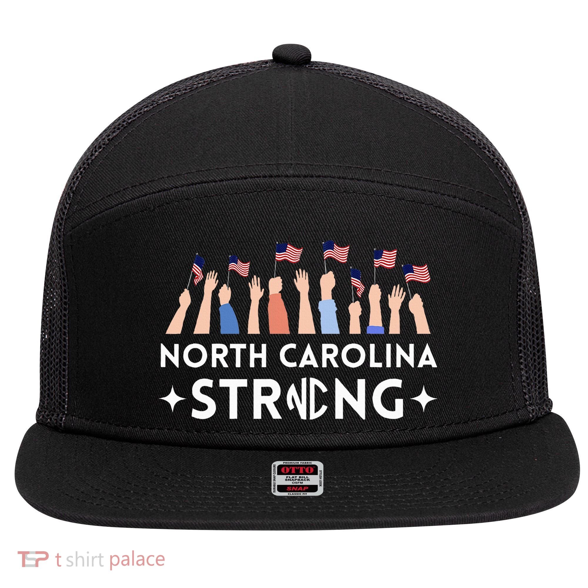 North Carolina Strong Support Nc Flag 7 Panel Mesh Trucker Snapback Hat